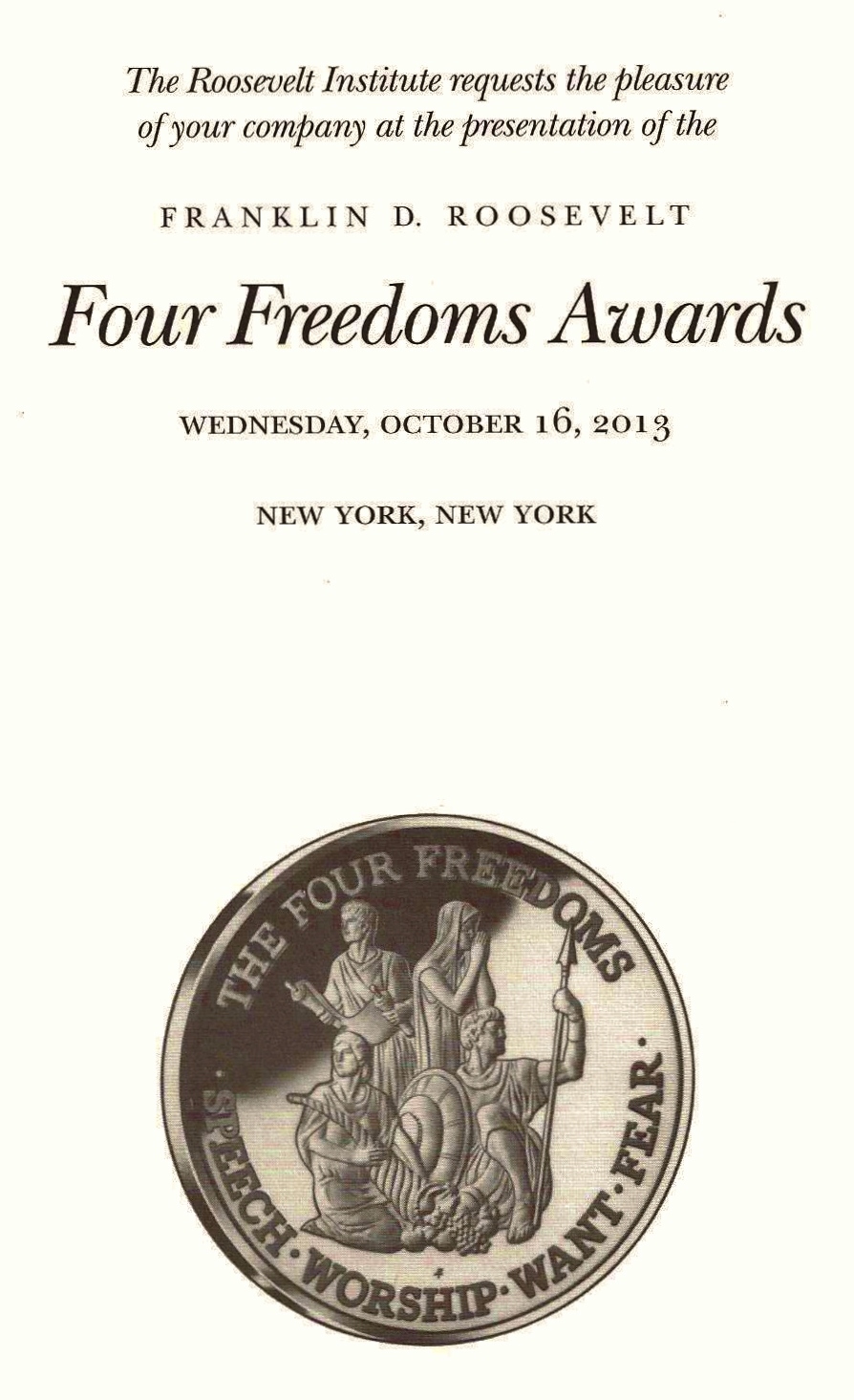 FREE TO ATTEND FOUR FREEDOMS AWARDS?